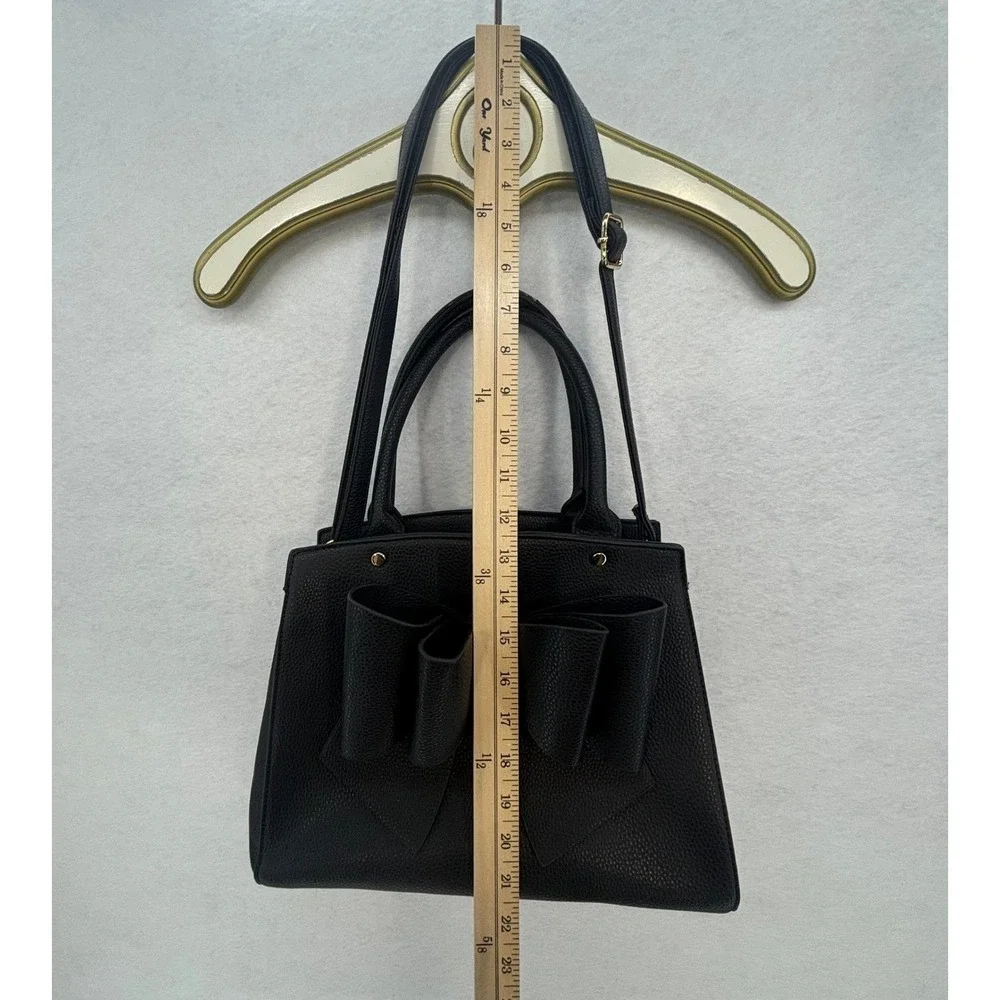 Crossci Black Satchel Bow Accent Shoulder Bag Purse Handbag Glam Feminine